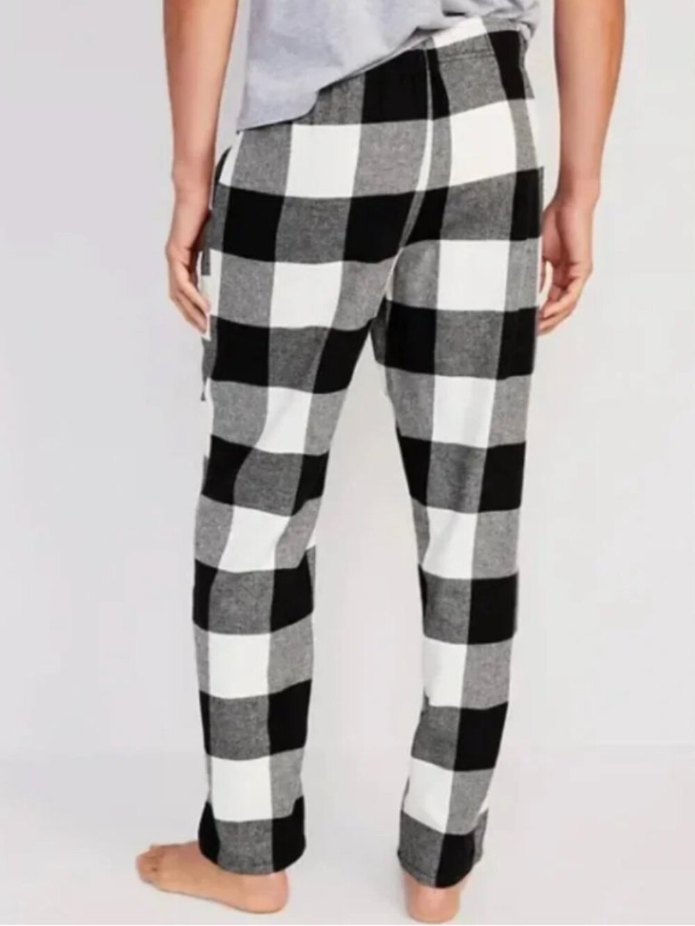 Old Navy Men’s Sz XXXL Flannel Pajama Pant White Black Buffalo Plaid 100% Cotton - Picture 2 of 11